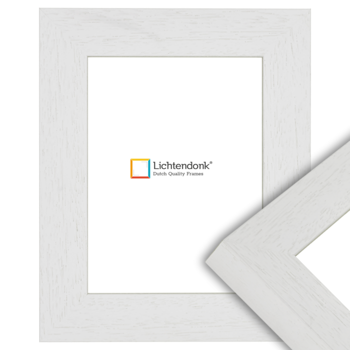 Moderne Witte Fotolijst met Houtnerf - Strak Design (4 cm breed)